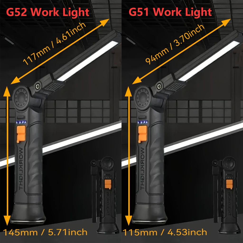 1/2Pcs Magnetic Base LED Work Light, Type-C Rechargeable, 4 Lighting Modes 360° Rotatable High Bright Flashlight, Multipurpose for Repair Outdoor Christmas Gift Men Gift