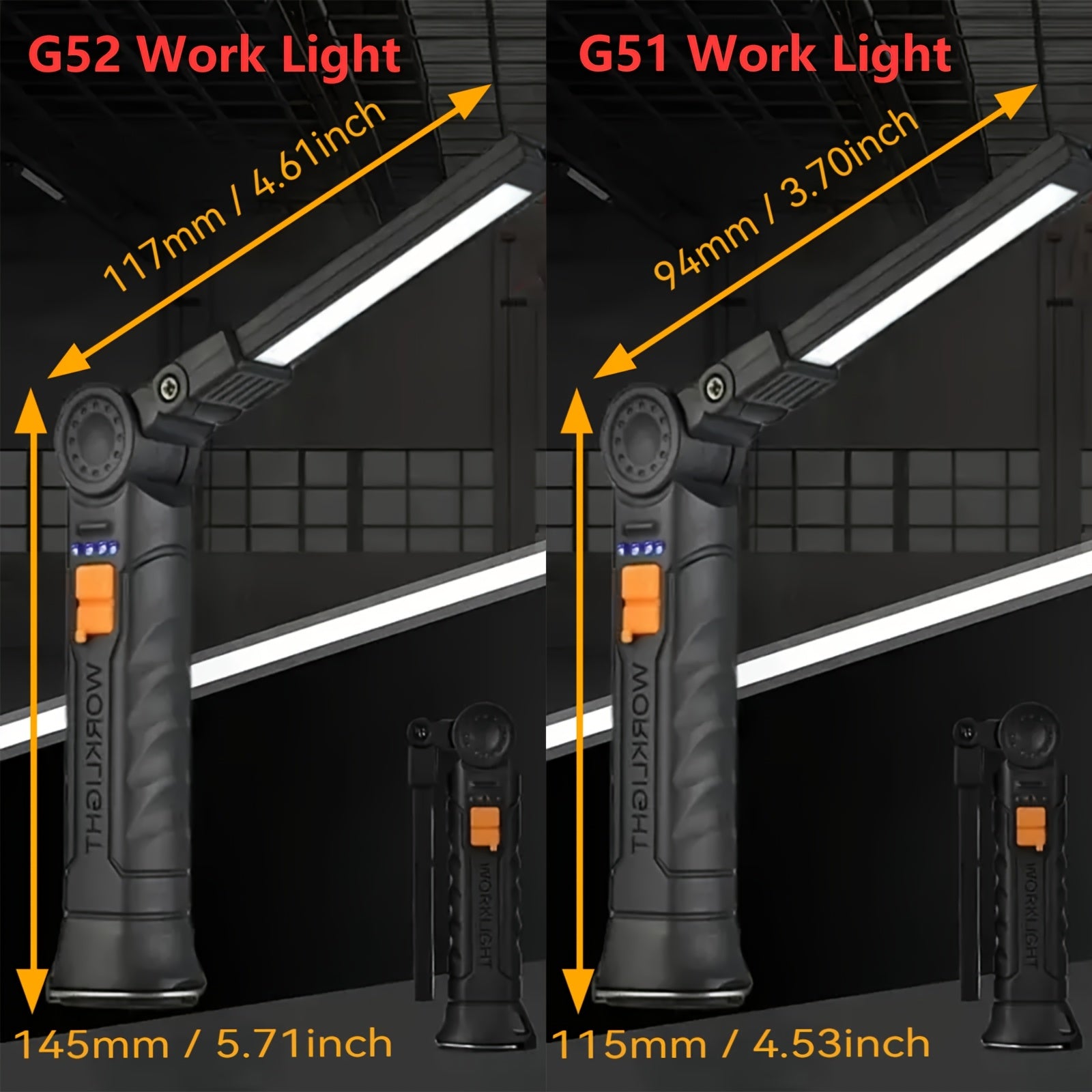 1/2Pcs Magnetic Base LED Work Light, Type-C Rechargeable, 4 Lighting Modes 360° Rotatable High Bright Flashlight, Multipurpose for Repair Outdoor Christmas Gift Men Gift