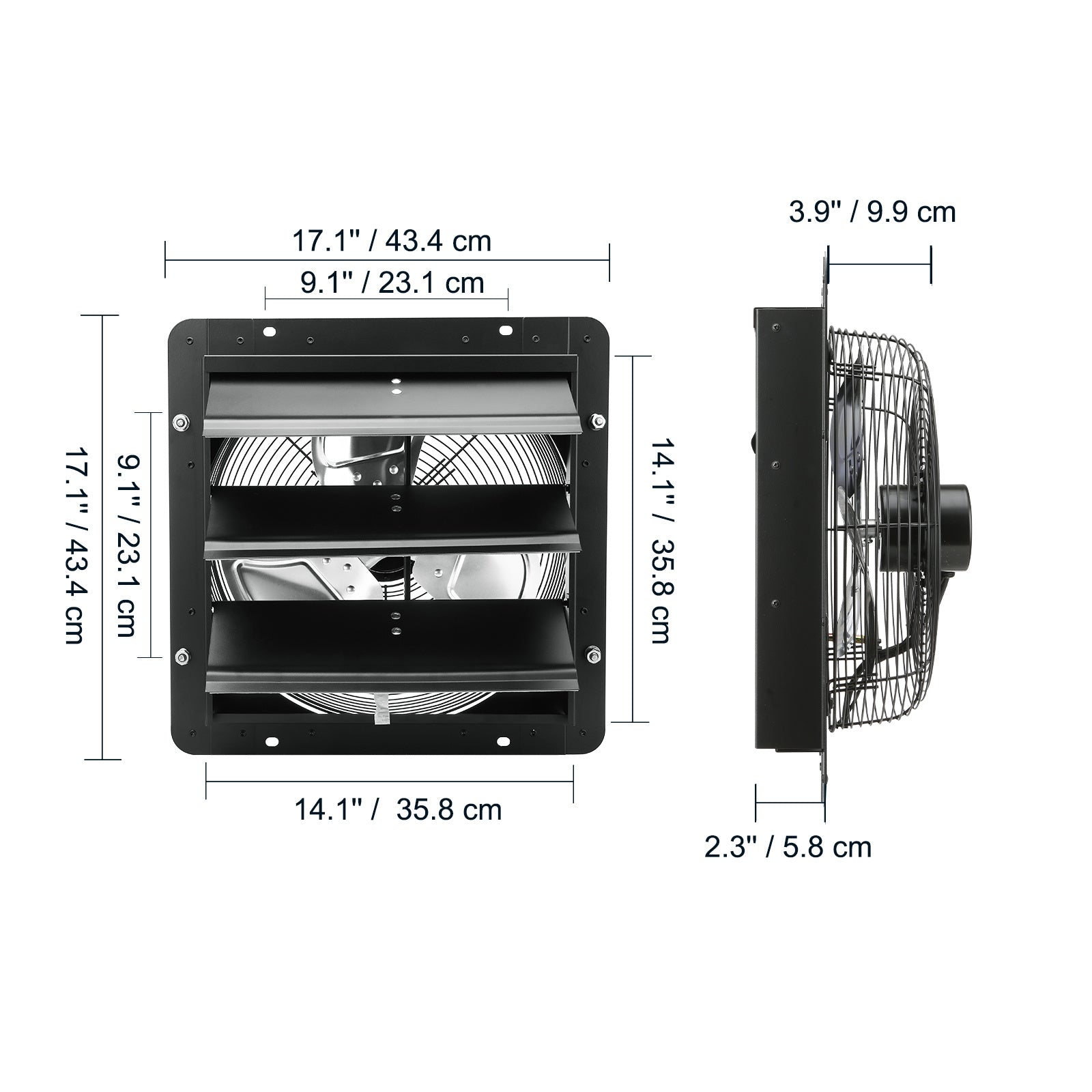 VEVOR Shutter Exhaust Fan, 12''/14''/16'' with Temperature and Humidity Controller, EC Motor, 940 CFM/1513 CFM/1747 CFM, 10-Speed Wall Mount Attic Fan for Greenhouse, Garage, Shed Ventilation and Cooling