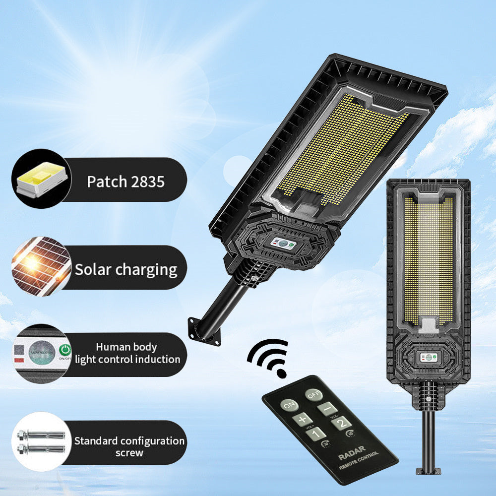 1 Solar Street Light, LED Solar Parking Lot Street Light (Dusk to Dawn), Commercial Area Lighting Solar Floodlight (Wide Angle Motion Sensor and Remote Control)