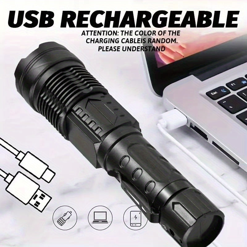 Set of 2 Rechargeable LED Flashlights, COB Floodlight, Powerful USB Charging, Matte ABS Material. They Deliver 150-350 Lumens Brightness, Battery-Powered with Lithium Battery, Perfect for Outdoor Activities Like Camping