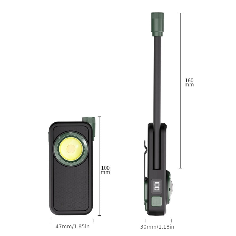 Portable Single-Head LED Work Light USB Rechargeable Magnetic Base COB Lamp Pen Clip Design 360° Rotatable Flexible Head 3 Brightness Levels Ideal for Camping Reading Repair