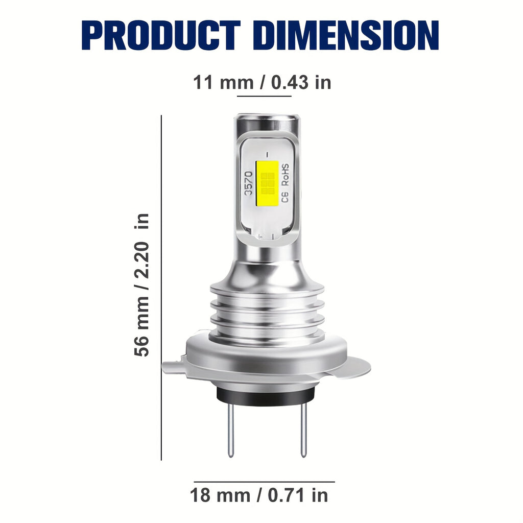 4pcs H7 3570 2SMD LED Headlight High Beam Bulb Kit White 6000K Light LED Bulb Front Car Light