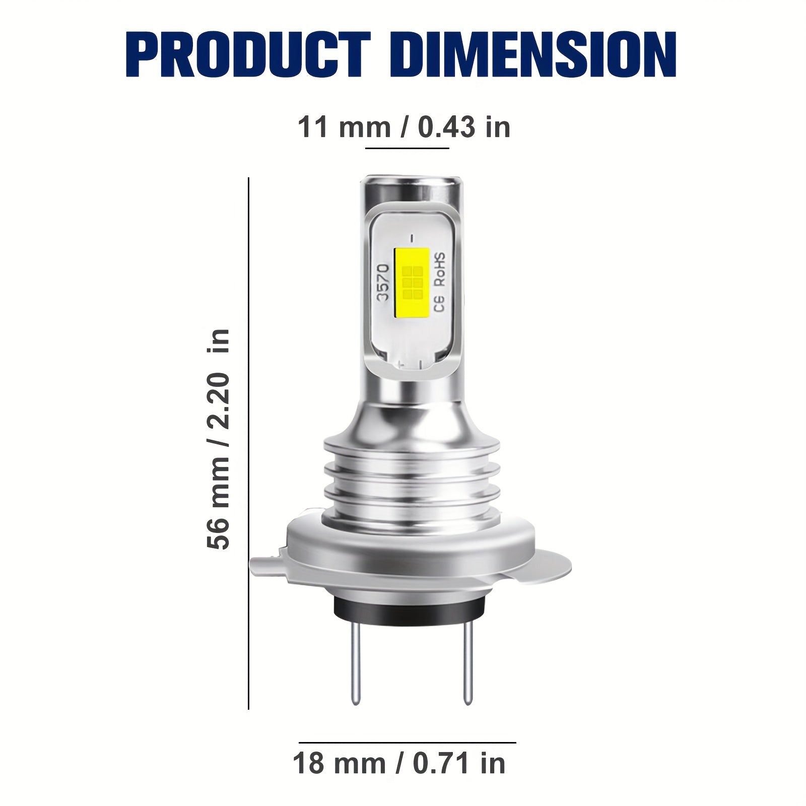 4pcs H7 3570 2SMD LED Headlight High Beam Bulb Kit White 6000K Light LED Bulb Front Car Light