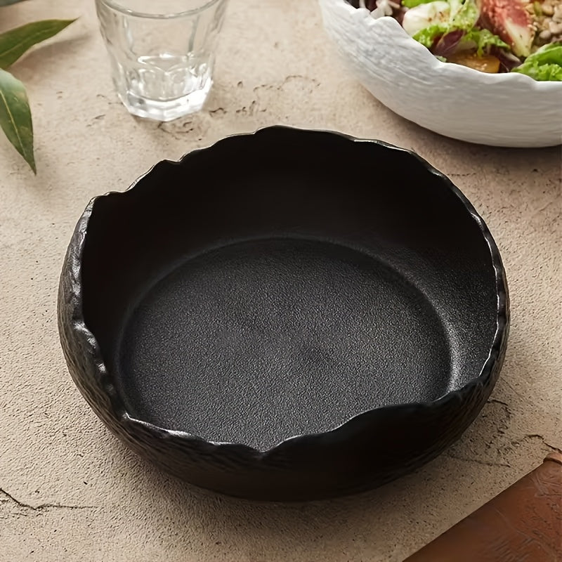 1 Piece Irregular Ceramic Deep Plate, Salad Bowl, Dessert Bowl – Perfect for Hotels, Restaurants & Home Use – Ideal for Salad, Soup, Dinner, Side Dishes, Noodles & Pasta