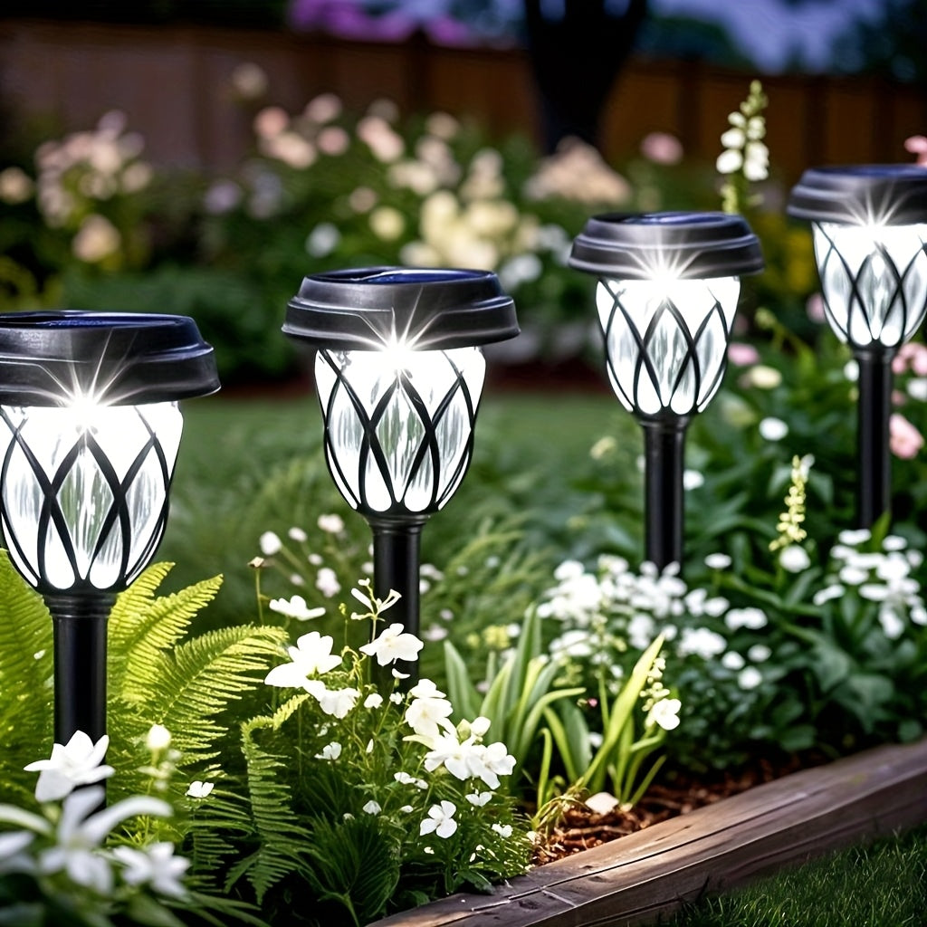 6/10 Pack Solar LED Garden Ground Insert Light - IP44 Waterproof, Creative Cross Grid Design, Durable Polypropylene Material, Easy to Install, Suitable for Garden, Courtyard, Patio, Outdoor and Landscape Lighting