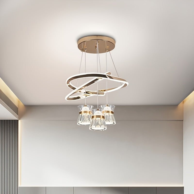 Modern LED Indoor Pendant Light with 3 Lights, Adjustable Color Temperature, 3-Color Temperature Lighting Fixture