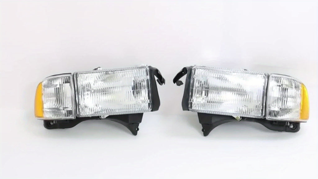 Headlight Assembly for Dodge RAM 1500/2500/3500 (1994-2002) - Direct Replacement Headlight with Clear Lens (Bulbs Not Included), Compatible with Part Numbers 55076749AD/AO, 55076748AD/AO, for Pickup Trucks
