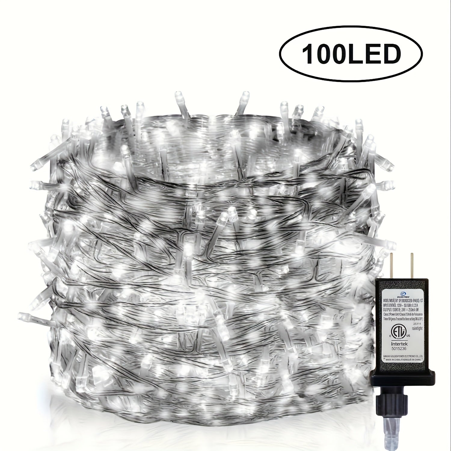 1包39/72/104英尺100/200/300LED庭院聖誕裝飾燈串，12種模式帶內建定時和記憶功能聖誕燈，室內透明線路，插電式聖誕燈串，IP44防濺戶外，臥室