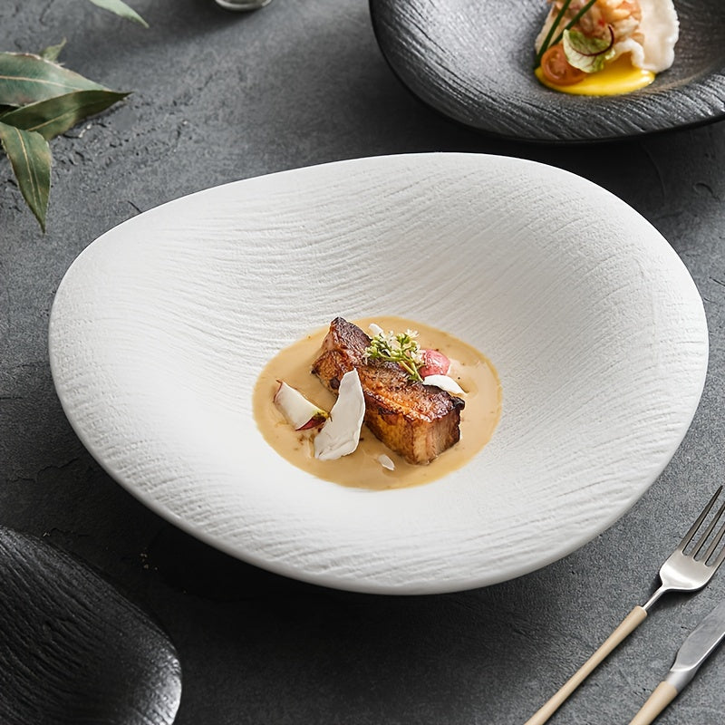 1pc Creative Irregular Shape Plate, High-End Sense Irregular Dish, Home Western Dinner Plate, Cold Dish Plate, Salad Plate, High-Appeal Food Presentation Plate