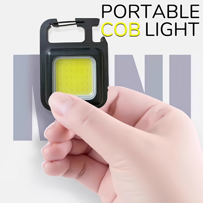 1 Mini COB Hands-Free Flashlight, USB Rechargeable Keychain Light, Portable High-Brightness Mini Floodlight, Repair Light, Multi-Functional Work Light, Adjustable Angle Flashlight, Ideal for Camping, Fishing & Hiking