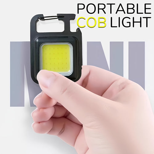 1 Mini COB Hands-Free Flashlight, USB Rechargeable Keychain Light, Portable High-Brightness Mini Floodlight, Repair Light, Multi-Functional Work Light, Adjustable Angle Flashlight, Ideal for Camping, Fishing & Hiking