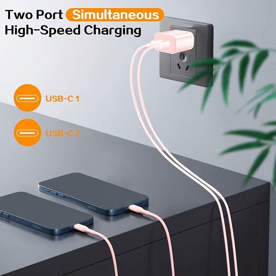 Ultra Fast Charger, (20W+20W) Dual Port USB C Wall Charger Plug Travel Charger Fast Charging+Type-C 6-foot Cable, Suitable for iPhone 14 Pro Max/Pro/Plus/Mini/iPad&More