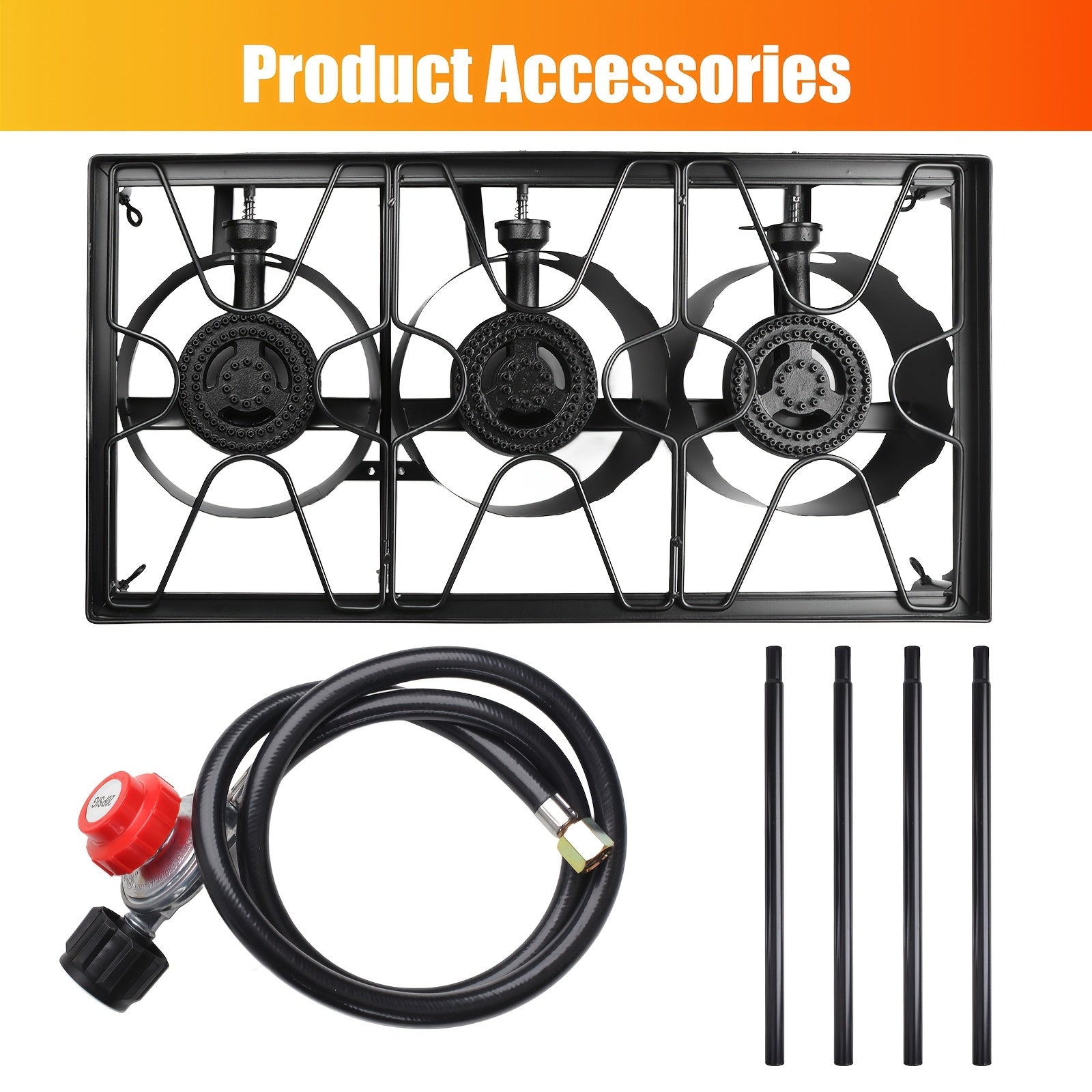 Outdoor Stove, 3-Burner, High-Pressure Propane Gas Camping Stove with Detachable Legs, Ideal for Camping & Patio, 225,000 BTU