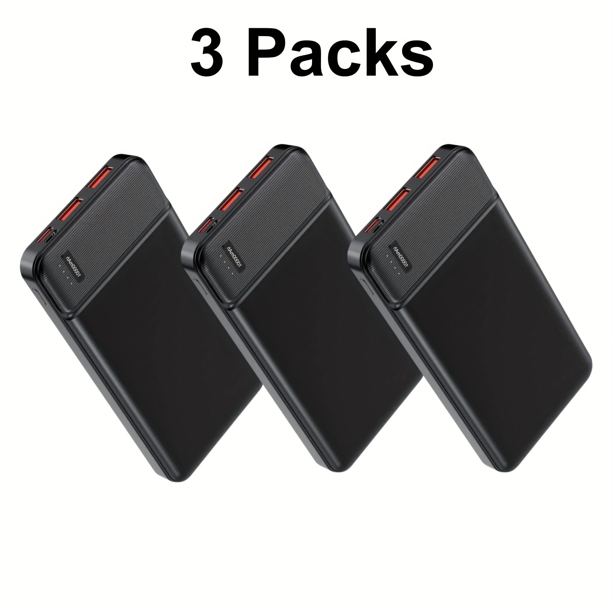 3-Pack Power Bank Portable Charger 10000mAh, Battery Pack PD 22.5W with Dual USB & USB-C Input/Output, Slim & Lighweight for Phones, Tablets, And More.(3 Packs)