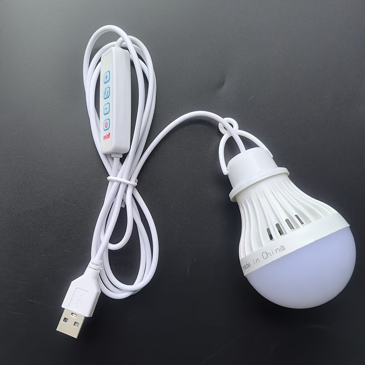 1.5m/59-inch long 5V LED USB bulb, with switch, 3-color dimmable hanging tent light, suitable for camping equipment