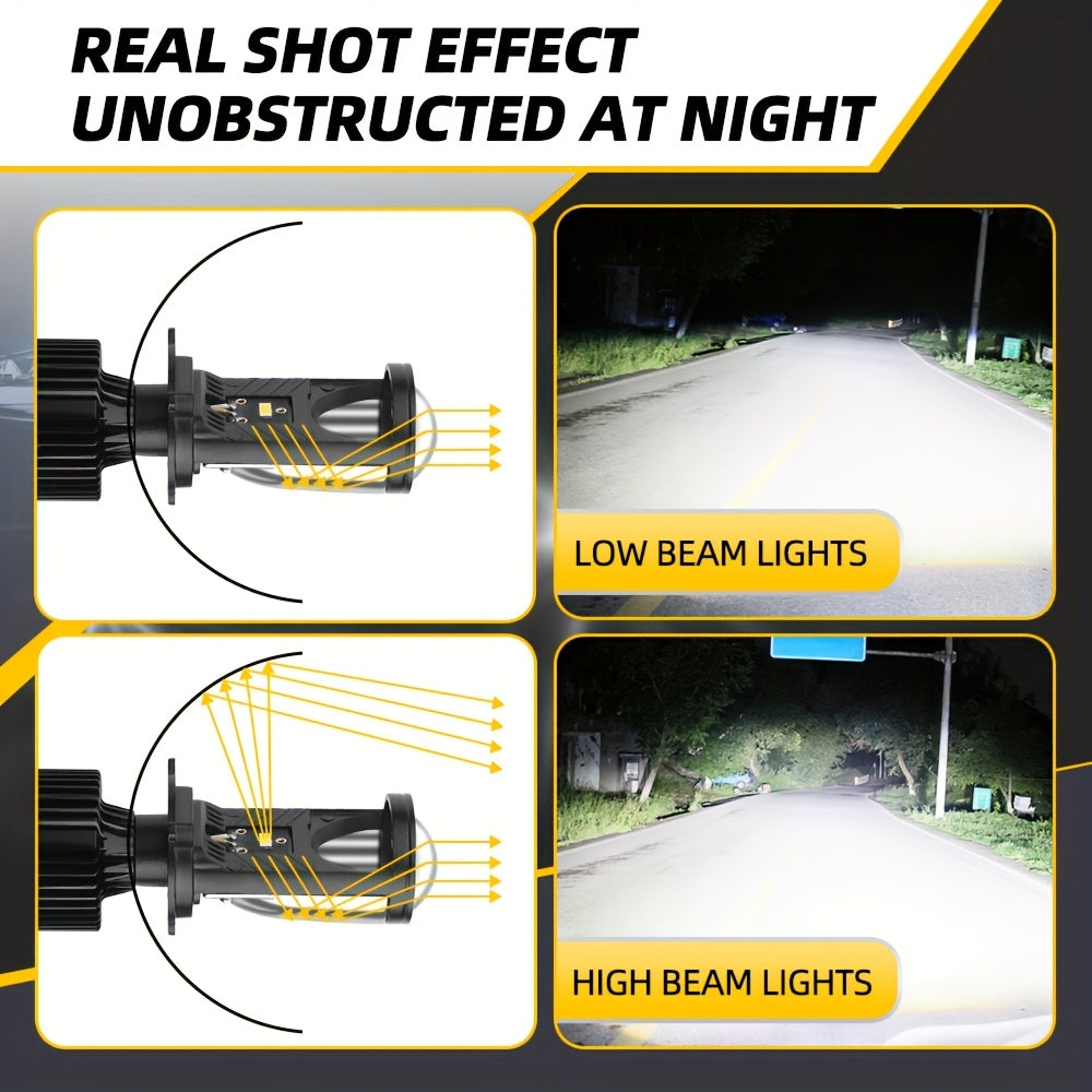 1/2Pc H4 LED Projector Bi-Xenon Lens Car LED Headlight Bulb 160W Turbo Fan Car Light 12V 24V Perfect Beam Distribution 6000K White Light