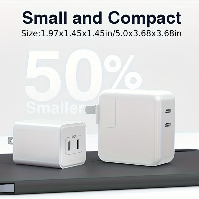 2 Pack USB C Charger, 40W PD Type C Fast Charger Block Plug Adapter Dual Port PD3.0 USBC Charging Brick Cube For IPhone, IPad, Samsung Galaxy, Google Pixel, Motorola, Huawei