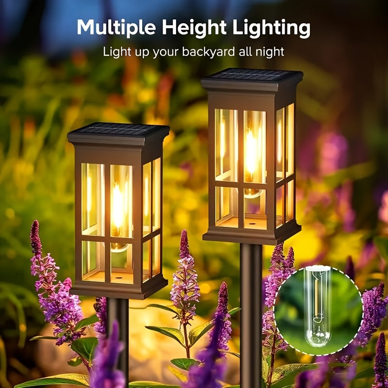 Solar LED Lawn Light - Warm Light, High-Quality Outdoor Garden Lighting, Suitable for Villa, Garden, Patio and Walkway - Available in 4/6/8-Pack, Easy to Install, Solar Garden Light IP54