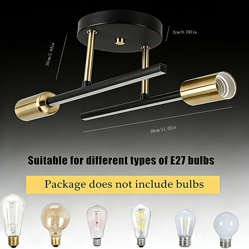 1 piece square tube pendant light, classic gold, black iron ceiling fixture, minimalist home decorative lighting, voltage 110-240V, suitable for bedroom, kitchen, living room, dining room and study