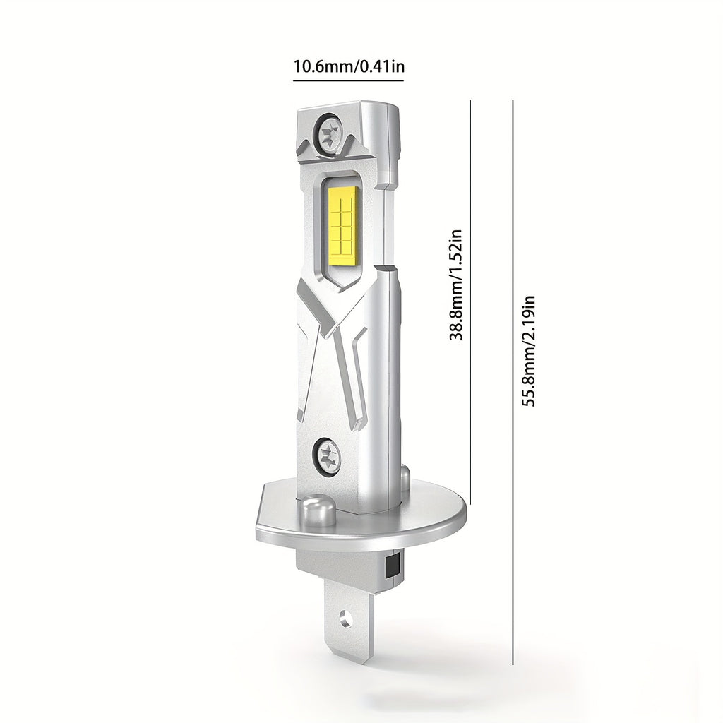 AILEO 2-Pack H1 LED Headlight & Fog Light Bulbs - Super Bright 16000LM, 6000K White Light, No Glare, Aluminum Housing, 12V