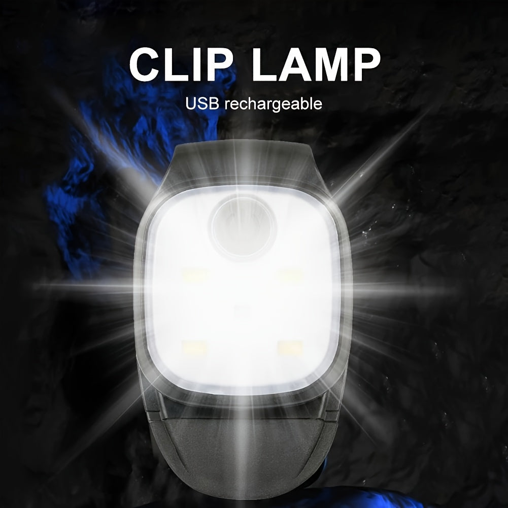 USB夹子灯 白光照射 红光警 户外夜跑夹式跑步灯 USB 可充电适用于慢跑、徒步、露营、 轻巧便携