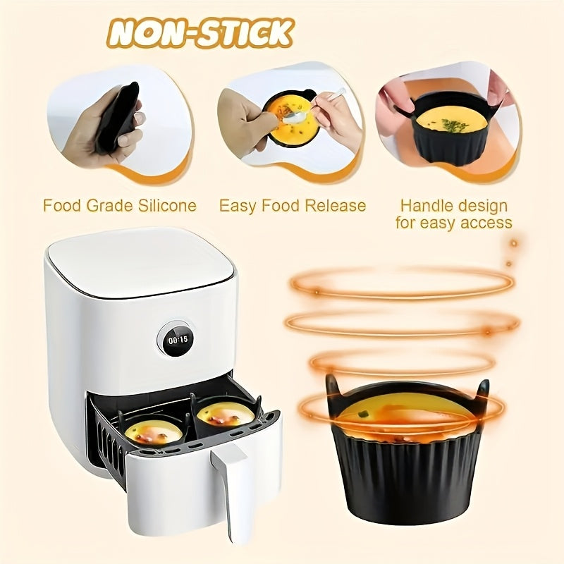 ZGV 1/4Pcs Black Silicone Air Fryer Molds, Reusable Non-Stick Muffin Mousse Cake Cups, Multi-Purpose for Egg Cooking Waffles, Essential Healthy Kitchen Baking Accessories, Ideal Christmas Gift