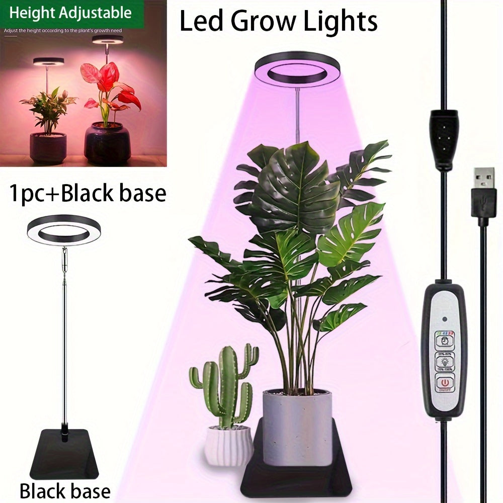 LED Plant Grow Light, Full Spectrum Lighting for Optimal Indoor Plant Growth, 4 Brightness Levels, 2/4/8H Timer, Height Adjustable, USB Powered, Perfect Christmas Gift