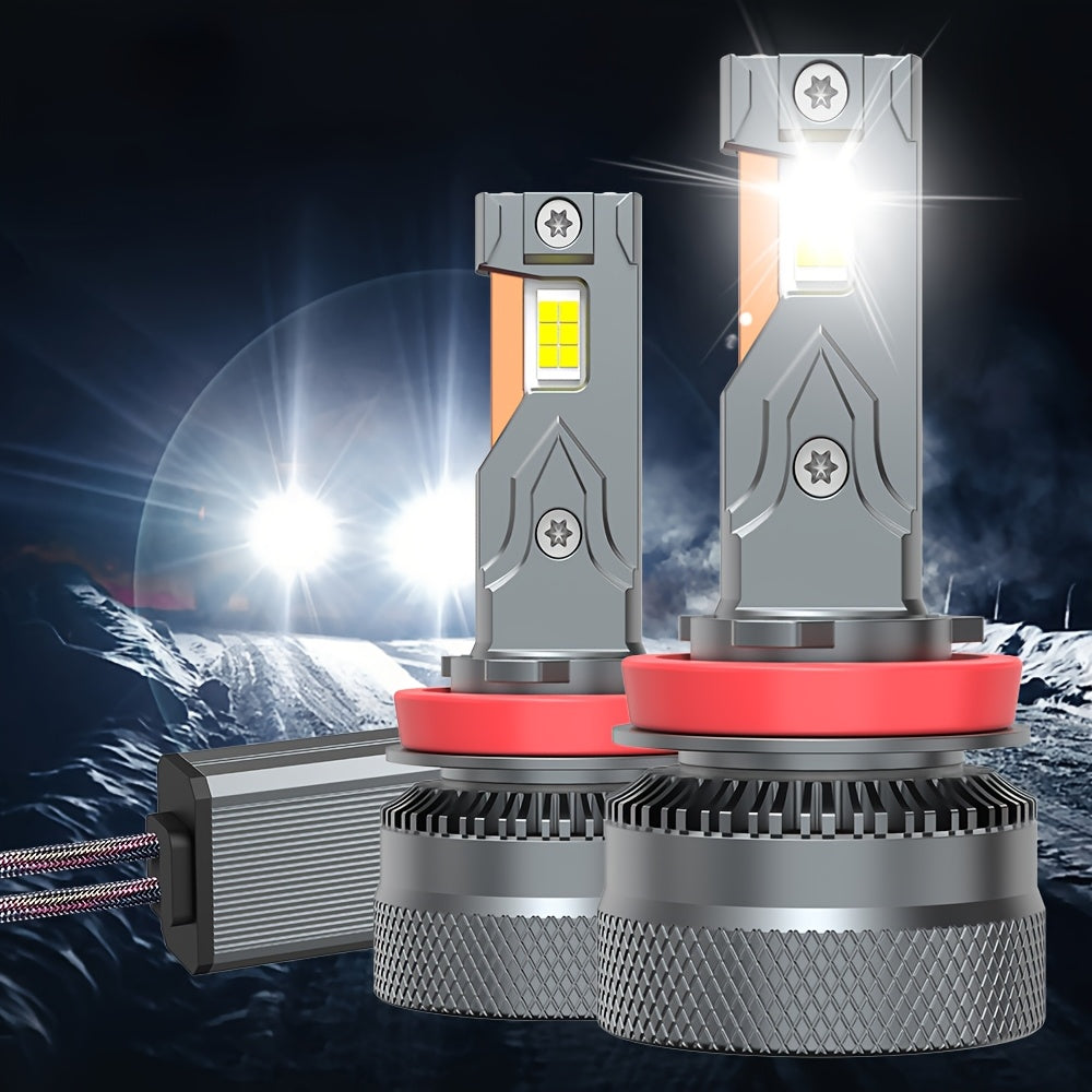2-Pack 45000 Lumens 320W H4/9003/HB2 H7/H18 H11 H9 H8 LED Car Headlight Bulbs H1 H9 9005 HB3 9006 HB4 9012 Hir2 High/Low Beam Integrated 6500K White Light 800% Brightness External Driver CANBUS Plug-and-Play 12V-24V Lifespan Up to 50,000 Hours QY034