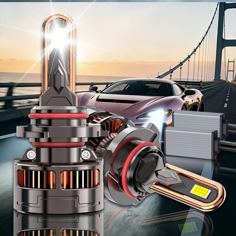 2PCS-LED Car Lights - 9012/9006/9005, H11/H7/H4/H1 - 55000LM, 300W High/Low Beam, 7500K Cool White Light, 12-24V Spotlight, No Battery Needed, Improves Night Driving Safety, External Driver Included