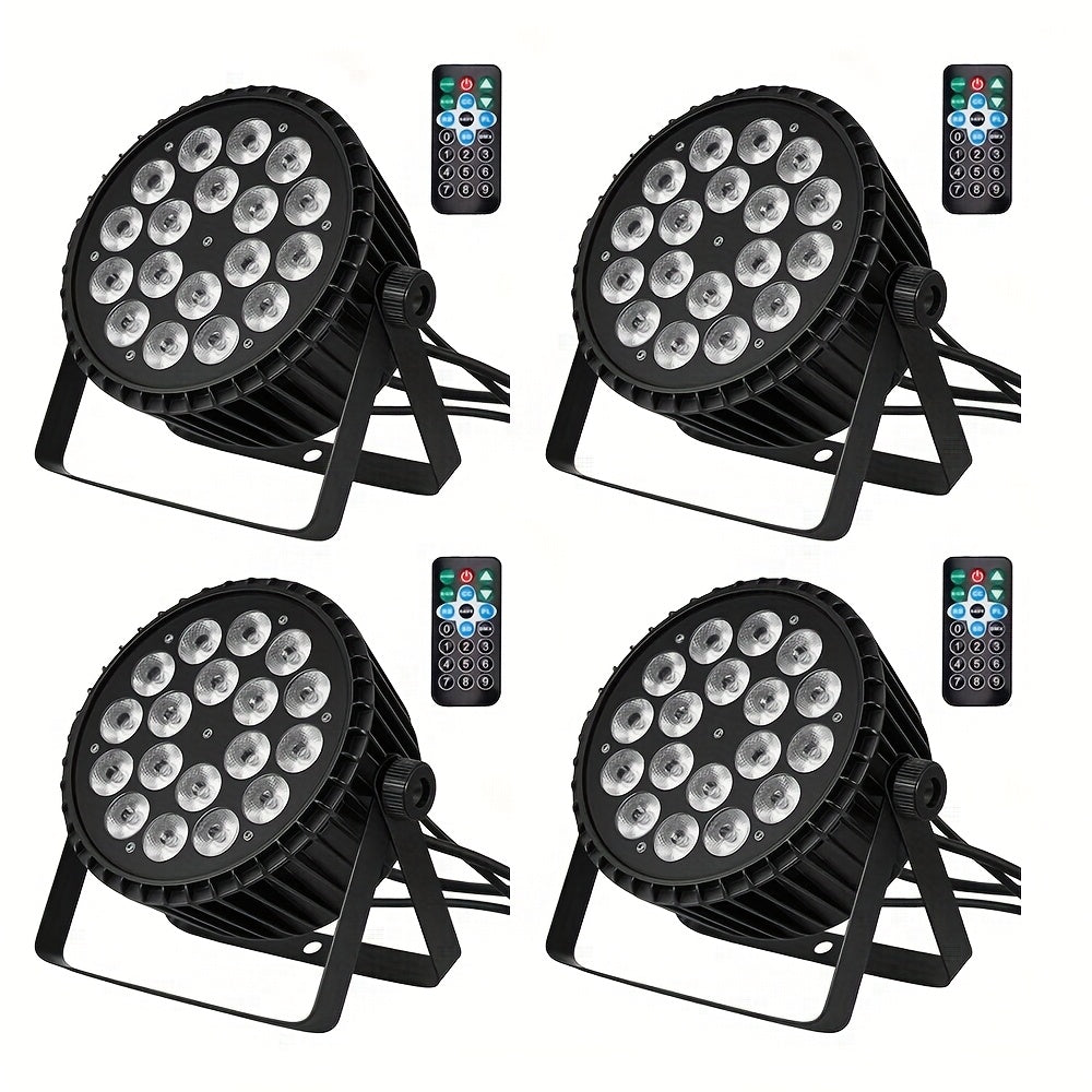 LED 18X10W RGBW 4-in-1 Par light 180W, with remote control, stage light, LED lighting, ambiance light, effect light, supports DMX512 signal transmission, suitable for DJ, disco, KTV, wedding parties, group broadcasts