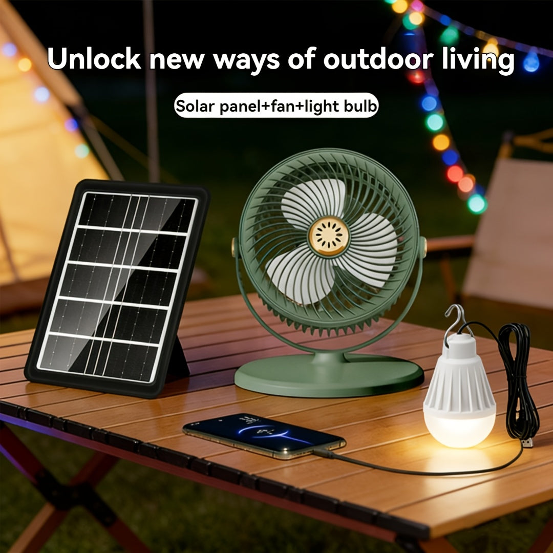 5-Speed Solar Powered Standing Fan, 4 Adjustable Heights Portable Outdoor Fan for Camping & Barbecue, Type-C Fast Charging, 4000mAh Long Lasting Battery, Brushless Motor Built-in Rechargeable Lithium Battery