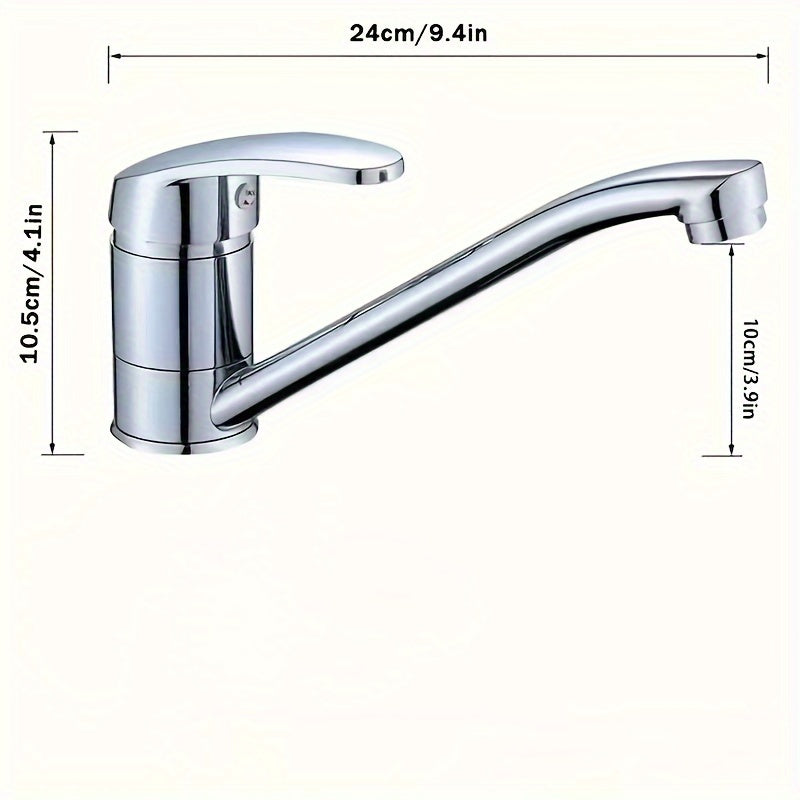 1x Stylish 304 Stainless Steel Faucet - 360° Swivel, Hot & Cold Water Mixer for Kitchen & Bathroom Sink - Chrome Finish, Ceramic Cartridge Water-Saving, Easy Install