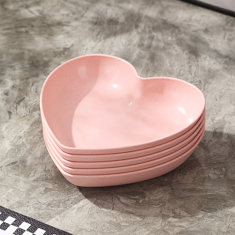 5 or 10 Pieces, Plastic Heart-Shaped Dinner Plate, Fruit Plate, Dessert Plate, Cake Plate, Snack Plate, Pickle Plate – Kitchenware, Kitchen Supplies