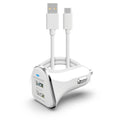 HyperGear Basics | 17W High-Power Dual USB Car Charger | 3ft USB-C Cable | White