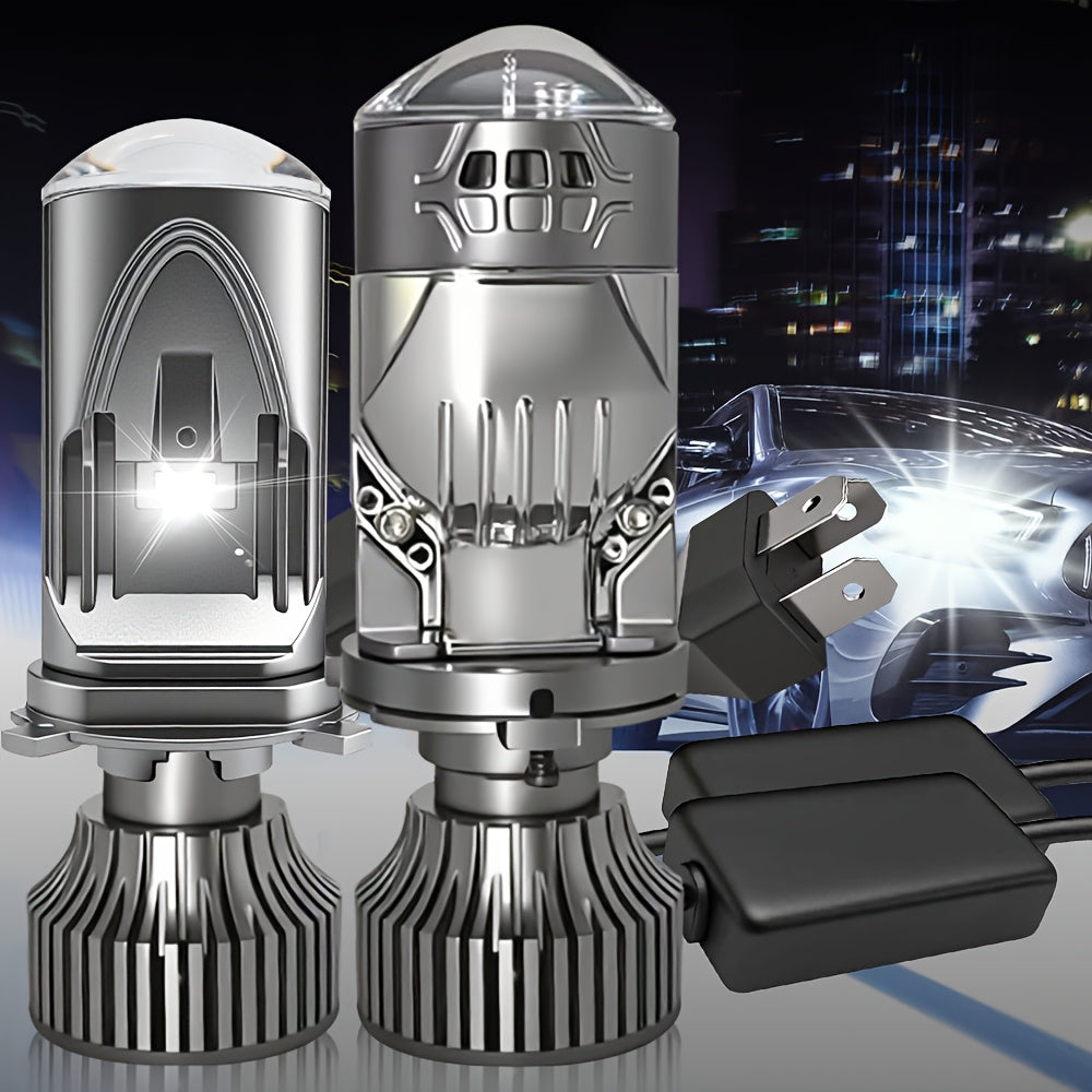 2-Pack H4 9003 HB2-QC0104 LED Car Headlight Bulbs, Mini Wireless H4 Projector Lens Fog Light Turbo LED 12V Car, H4 Automotive Lighting, H4 Modern Lighting, Reliable Performance, H4 Turbo Light, Car Enthusiasts, No Battery Included
