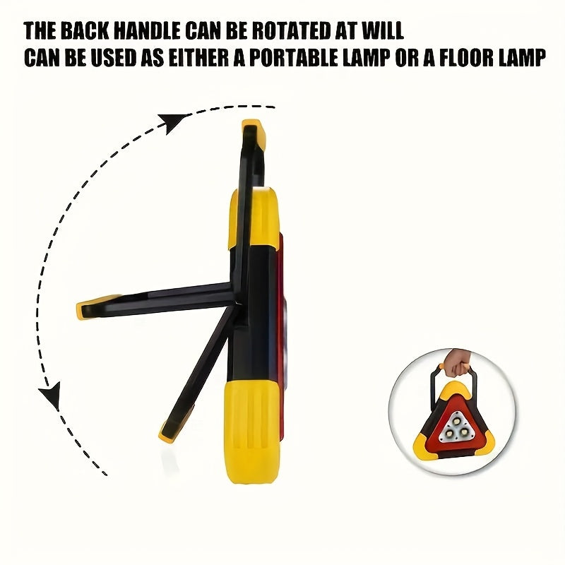 1 Solar-Powered Triangular Emergency Signal Flashlight with Adjustable Handle, Rechargeable 5-Mode Flashlight, High-Visibility Emergency Sign, Ideal for Camping, Hiking, Roadside Accidents & General Emergencies (Batteries Included), IP45