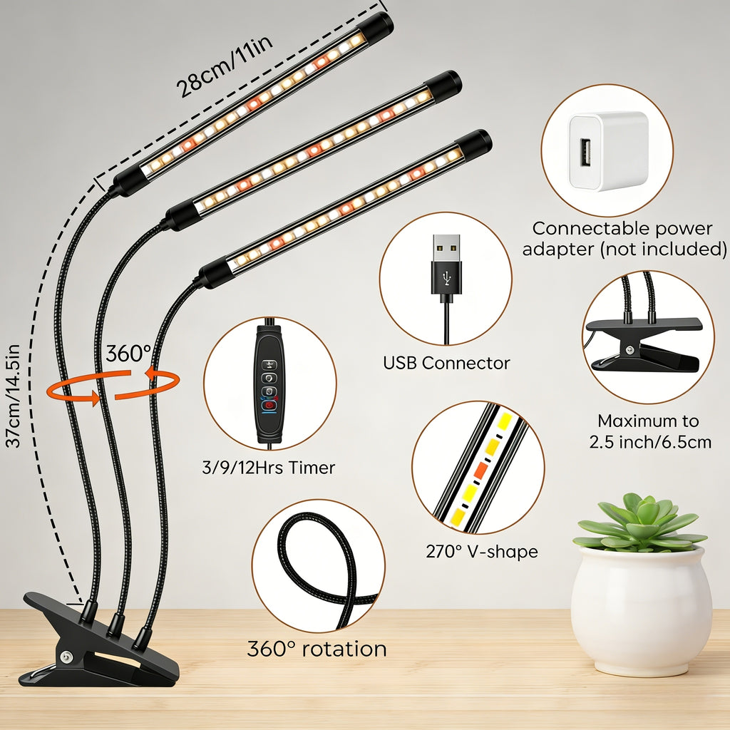 3 tubes, plant grow light, LED full spectrum grow light.