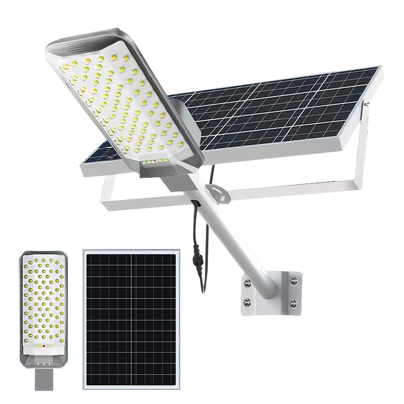 1 Piece High-Brightness Curved LED Solar Street Light, 6500K Solar Street Light with Remote Control, Home Solar Garden Light for Outdoor Commercial Parking Lot and Road Lighting