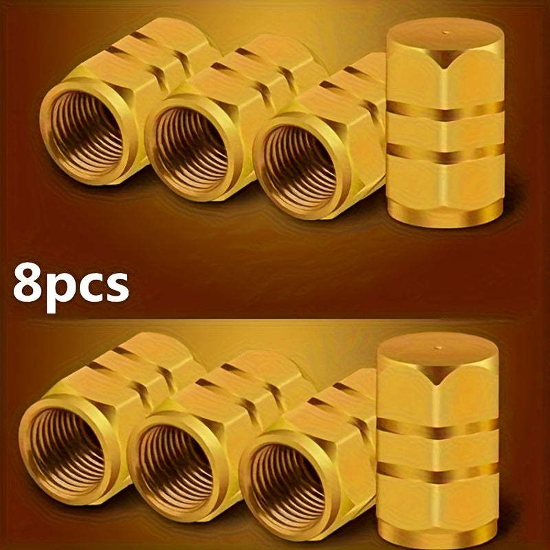 8-Pack Hexagon Tire Valve Stem Caps – Aluminum Alloy Dust Covers with Rubber O-Ring Seal