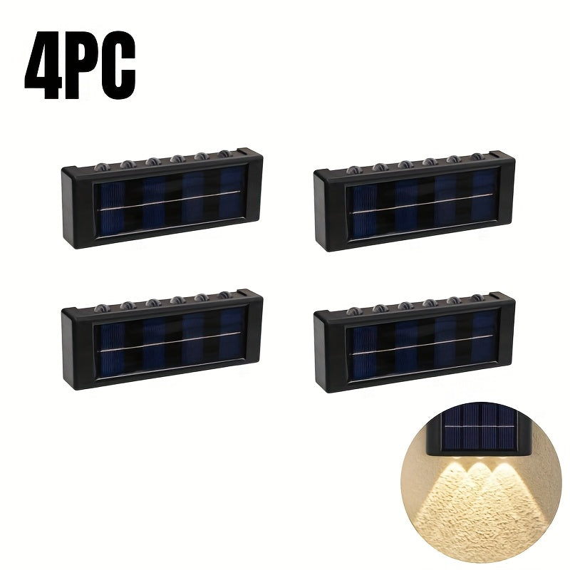 Set of 4 Solar Outdoor Garden Lights! Equipped with 12/16 LED Lights, Two-Way Wall Illumination, IP44 Rating, Easy Installation! Made of Durable Plastic, Perfect for Illuminating Outdoor Paths in Your Garden, Pathway Light, Solar Design