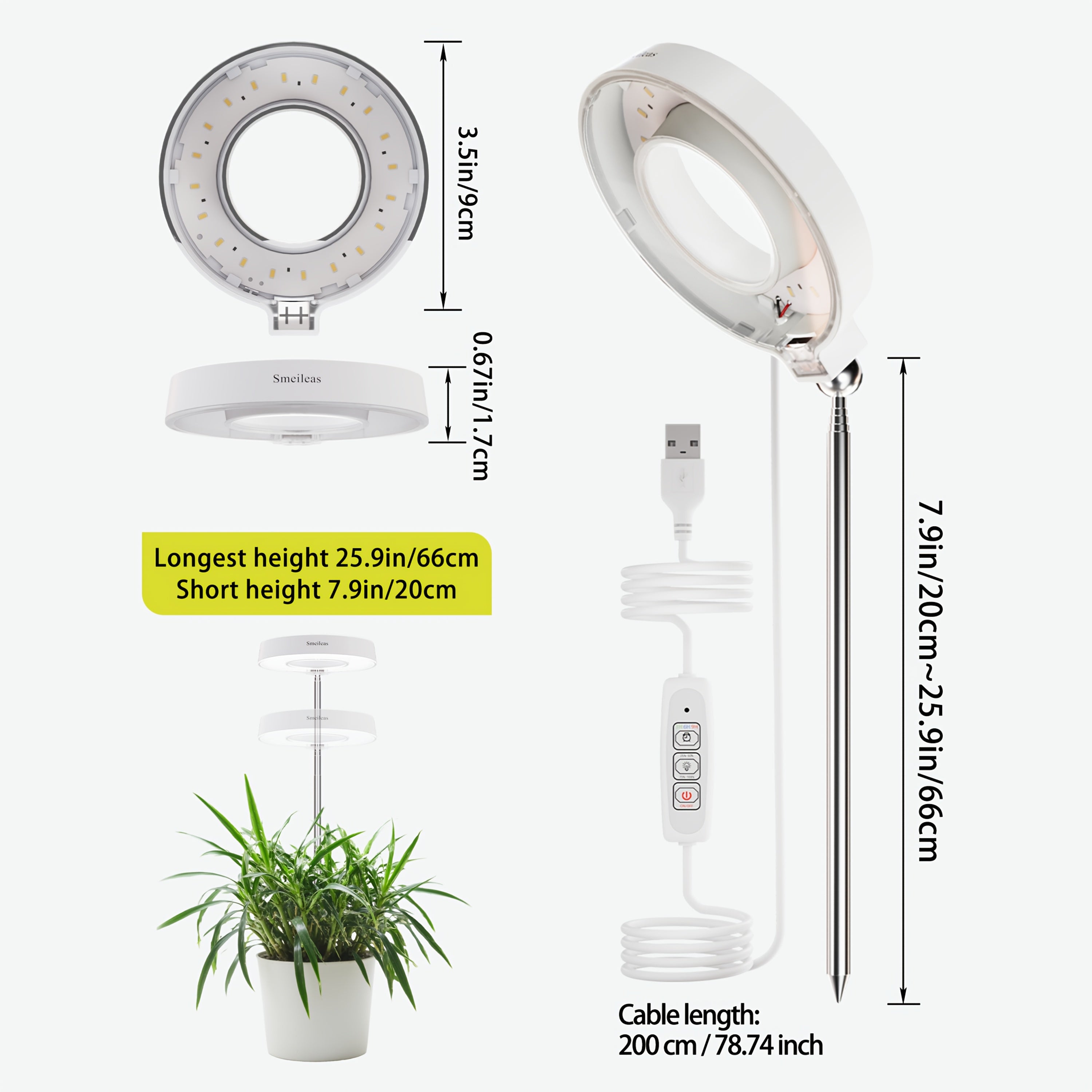 2-Pack Plant Grow Light, Full Spectrum, 3/6/9H Auto Timer, 4-Level Dimmable, Height Adjustable, Ideal for Small Potted Plants, Gardens, Plant Lovers, Perfect as Halloween & Christmas Gift