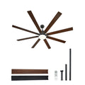 72 Inch Ceiling Fan with Light, 6 Speed Remote Control, Reversible Motor, Coffee Black Color