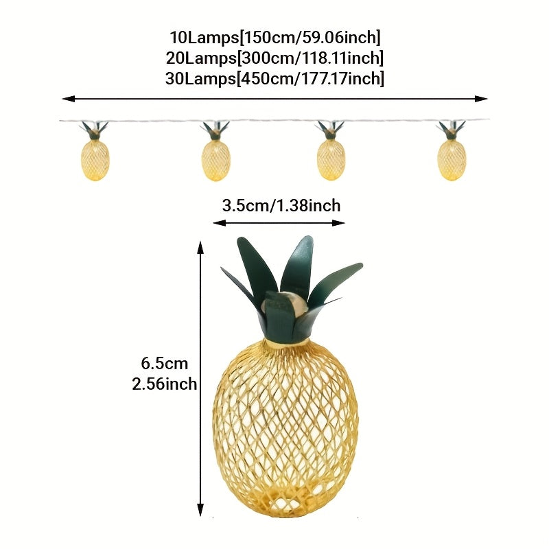 30 燈 17.46 英尺新 LED 鐵藝藝術菠蘿蜜電池/USB 電源串燈，適用於家庭聚會、聖誕節、婚禮和花園裝飾。