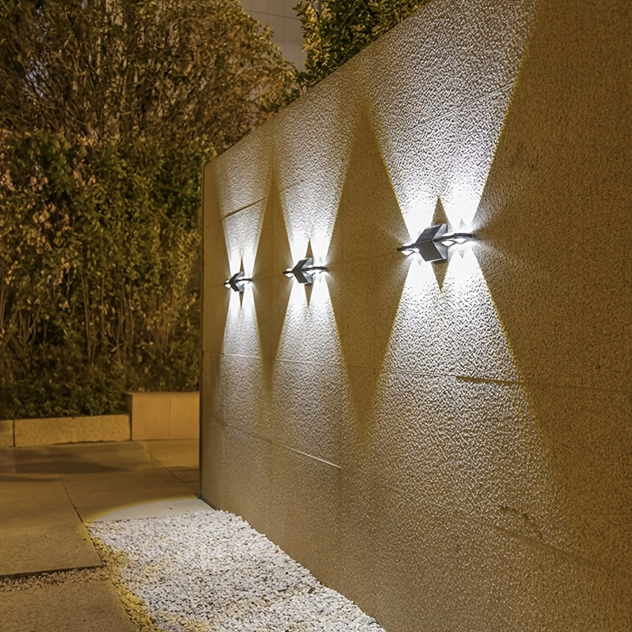 Solar Assemble Convex Mirror Wall Light Exterior Wall Light LED Outdoor Lighting Solar Garden Light Wall Light Decorative Landscape Light for Courtyard, Garden, Fence, Deck, Wall, Holiday Decoration