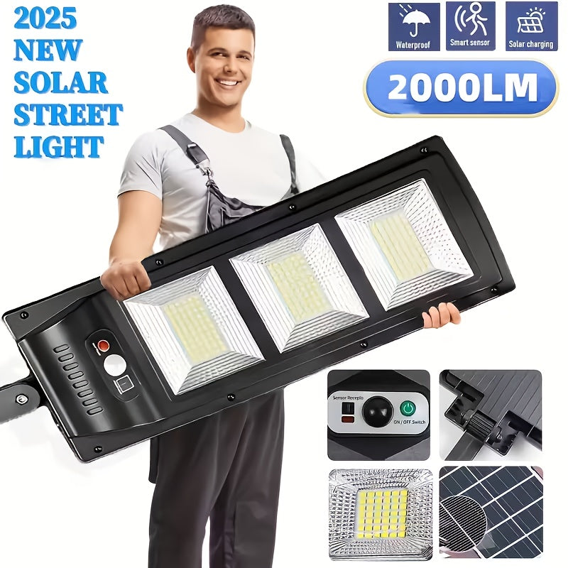 360LED Outdoor Solar Street Light | IP67 Waterproof, 6500K Sensor, Dusk to Dawn, Remote Control, Semi-Flush Mount, Perfect for Courtyard, Patio, Garden, Christmas Gift