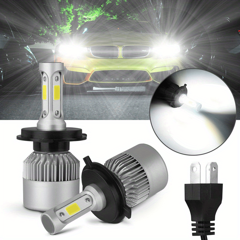2Pcs H4 LED Auto Light 20000 Lumens Auto LED COB Chip White Light 360° High/Low Beam Motorcycle Headlight 6500K High Power