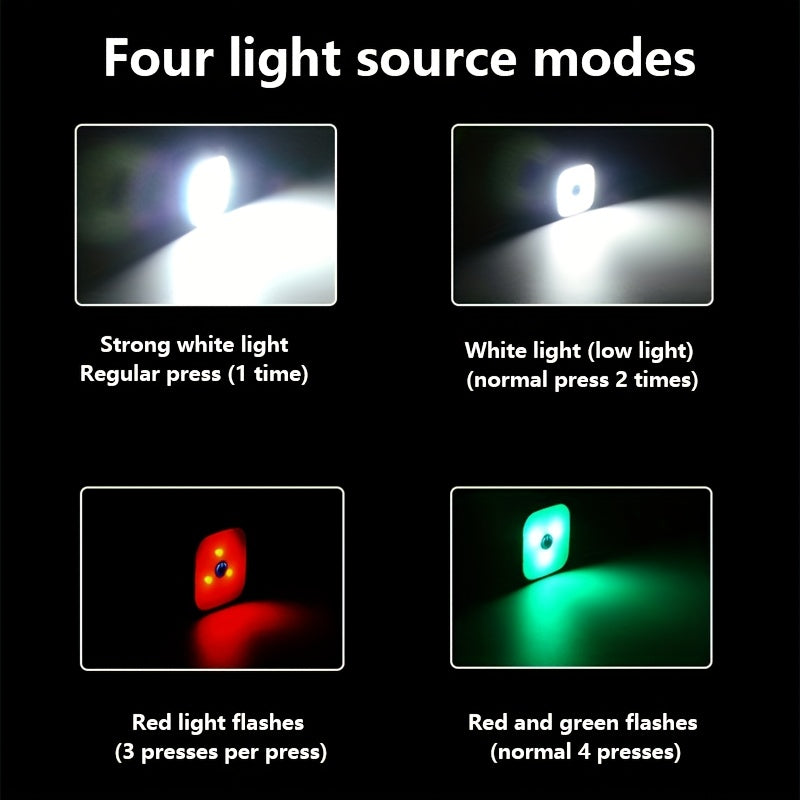 USB Rechargeable Clip-On Hands-Free Flashlight Headlight Red Green Alternating LED Running Light Night Walking Dog Flashlight Ideal for Jogging Fishing Camping