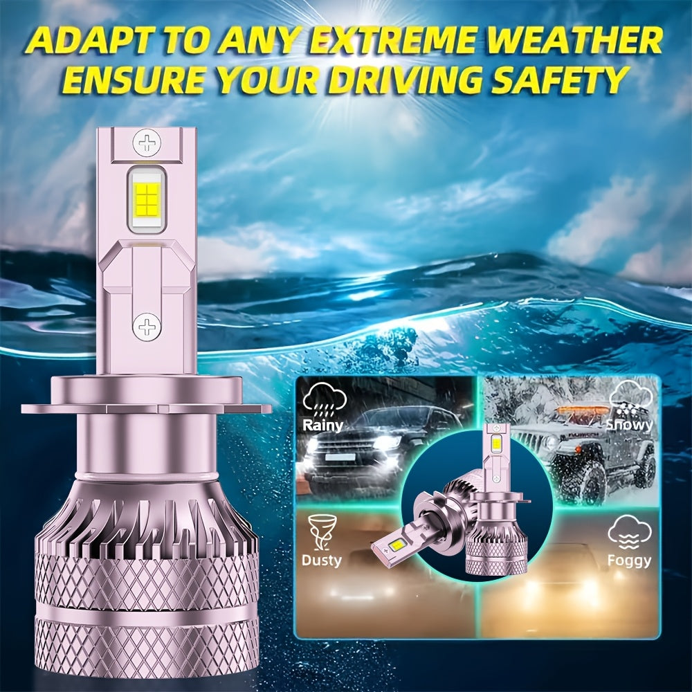 2 LED Headlight Bulbs, 26400LM High Brightness, 6500K Cool White Light, 360° Beam Angle, Plug-and-Play, with External Driver, Compatible with H11/H8/H9, 9005/HB3, 9006/HB4, 9145, Car Lighting Upgrade