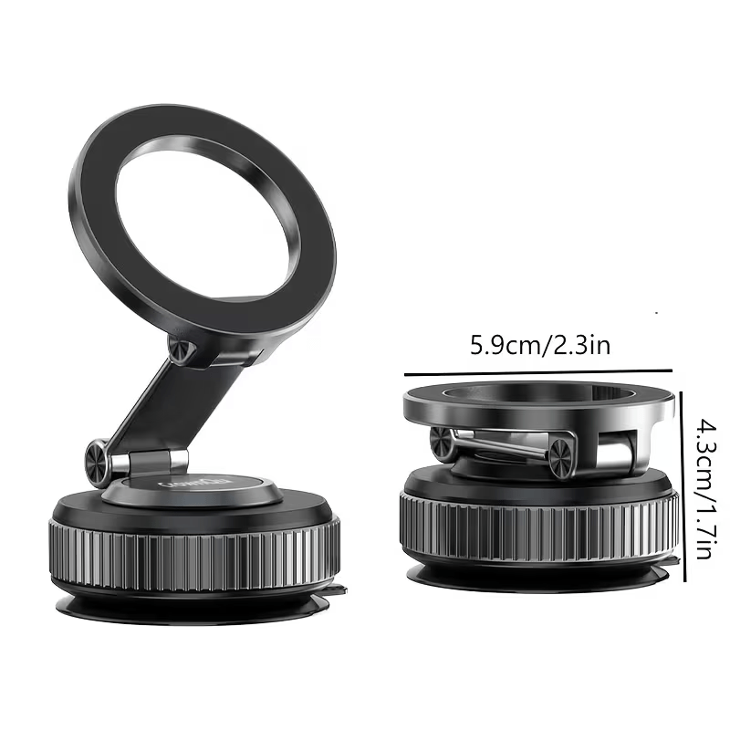 Magnetic Phone Holder Set – Rotatable Car Vacuum Suction Cup Phone Mount, Telescopic & Foldable, Swivel Magnetic Phone Stand. Made of Alloy Steel with Ultra-Strong Suction Cup.